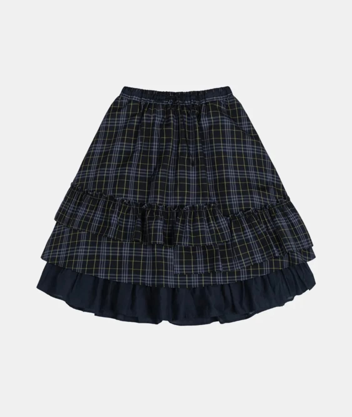 오헤시오 CHECK FRILL MIDI SKIRT, NAVY 상품이미지3