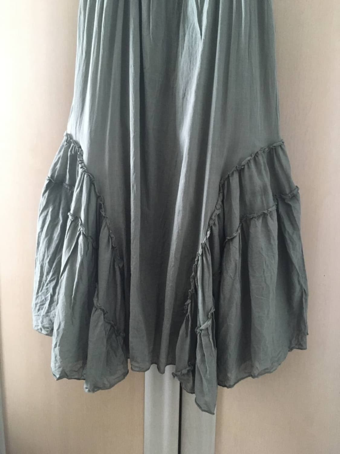 일본빈티지 캉캉 프릴 끈나시원피스 민소매 카키 갸루 모리걸 상품이미지2