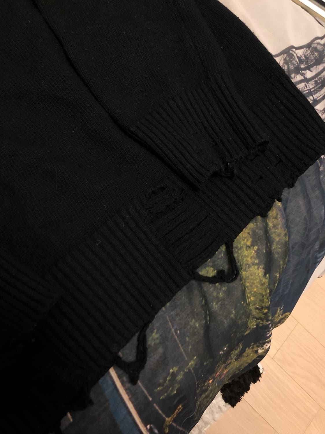 마뗑킴 Matin Kim Damage Logo Knit Hoodie Bl 상품이미지4