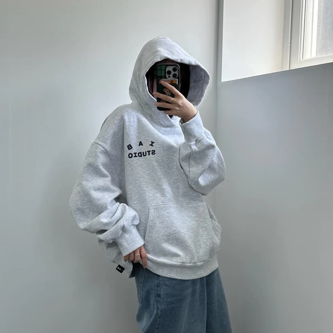 아이앱스튜디오 멜란지 그레이 로고 후드티 PN5788 상품이미지6