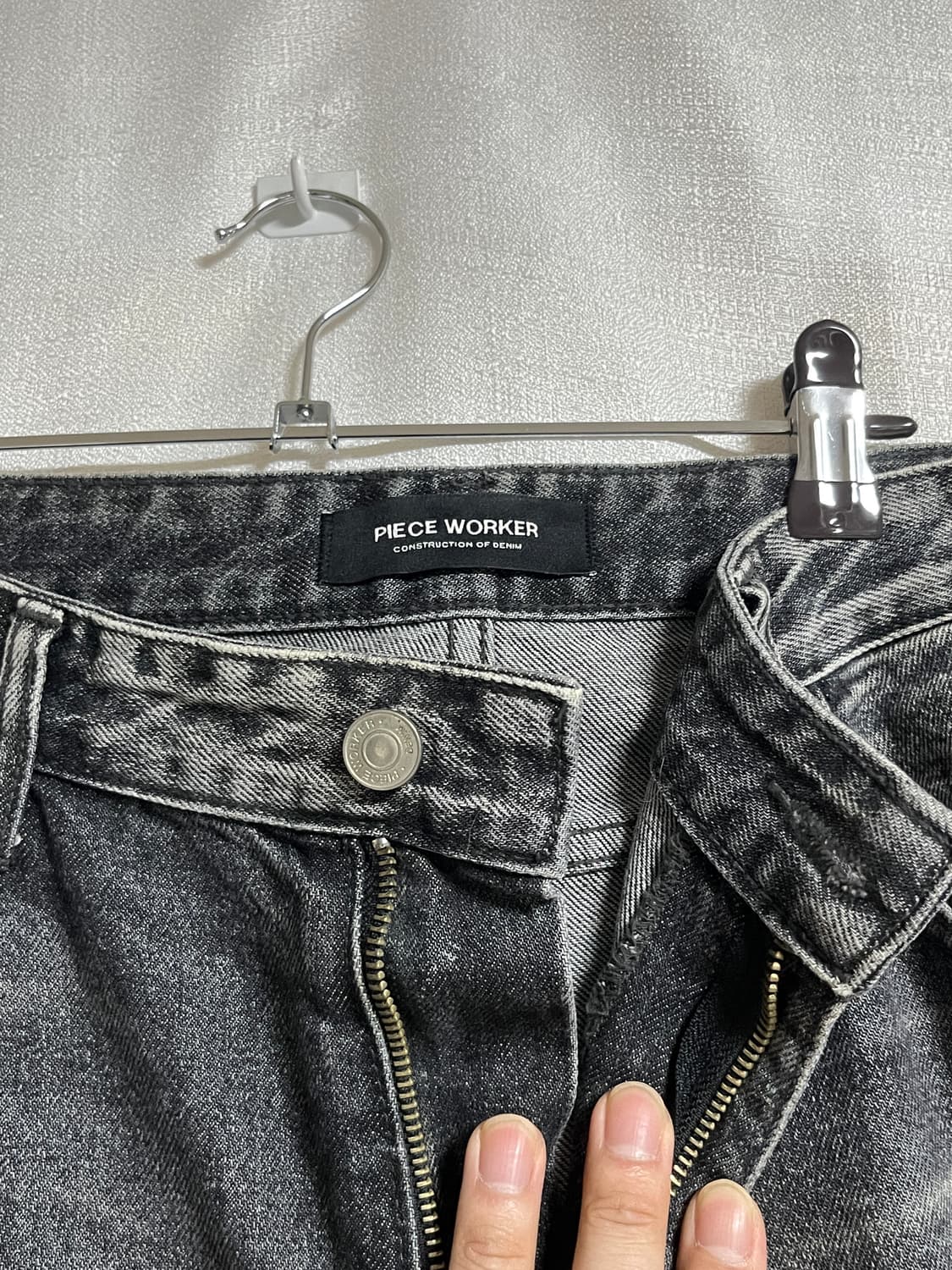 피스워커 흑청 워싱 세미와이드 데님팬츠 34 상품이미지5