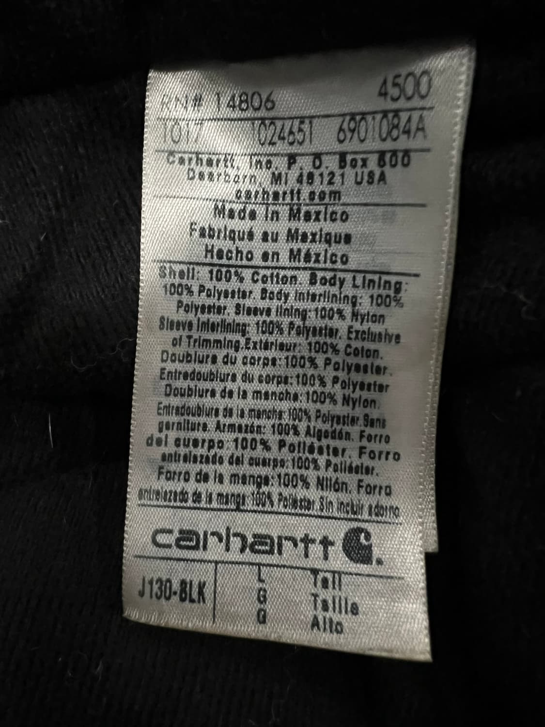 (L-TALL) 칼하트 후드 덕 액티브 자켓 J130 BLK 블랙 상품이미지5