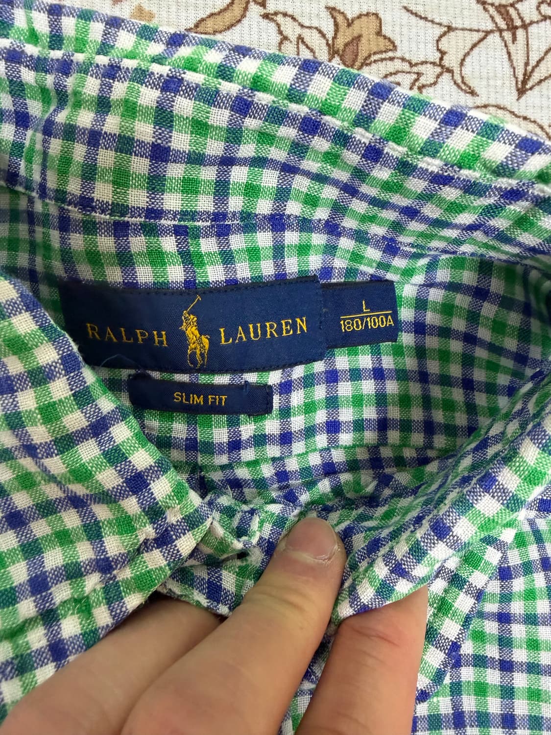 Polo Ralph Lauren 린넨100% 그린블루체크 셔츠 상품이미지3