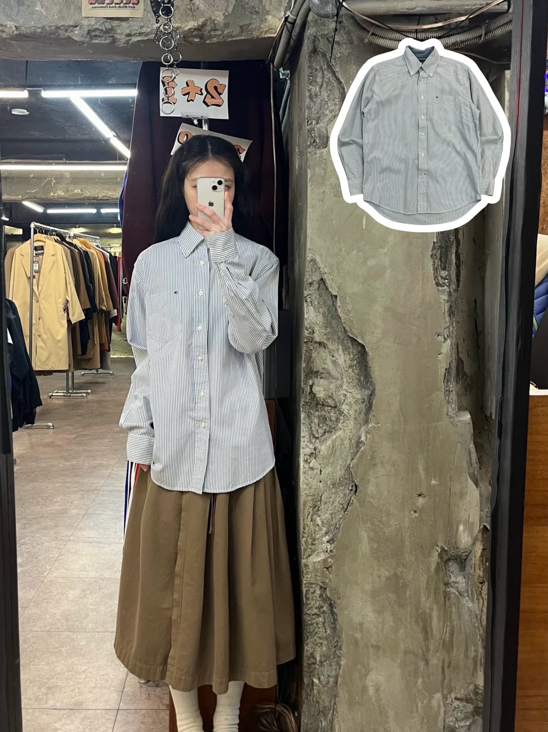 타미힐피거 스트라이프 셔츠 스카이블루XS #csz3490 상품이미지1