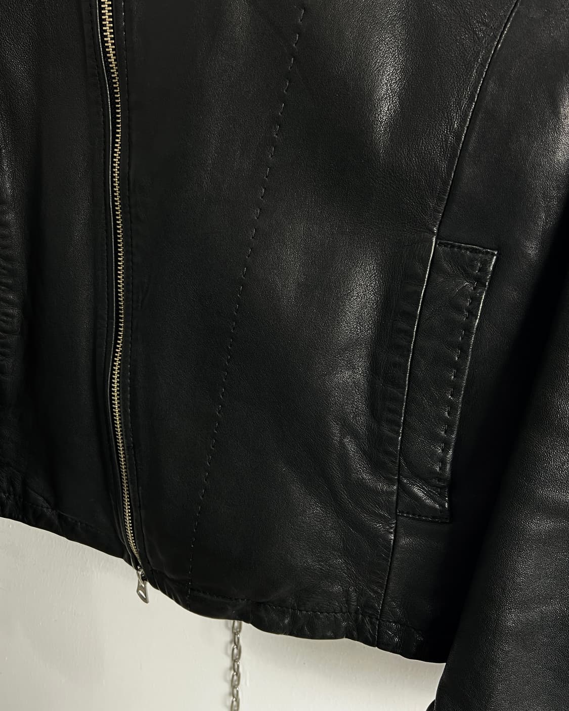 모르간 옴므 램스킨 비대칭 레더 자켓 상품이미지4