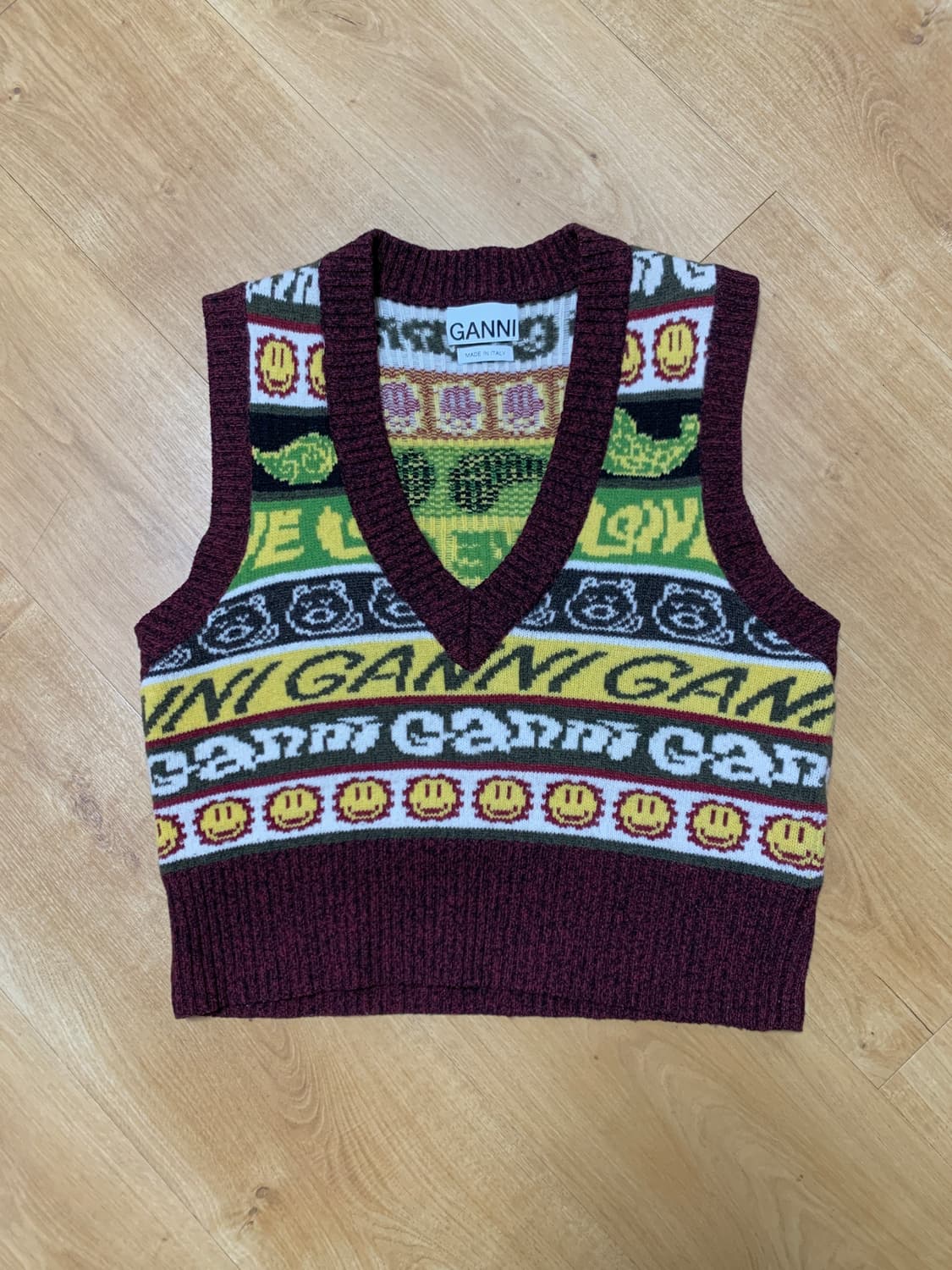 ganni 가니 리시이클드 울 스마일리 베스트 S 상품이미지1