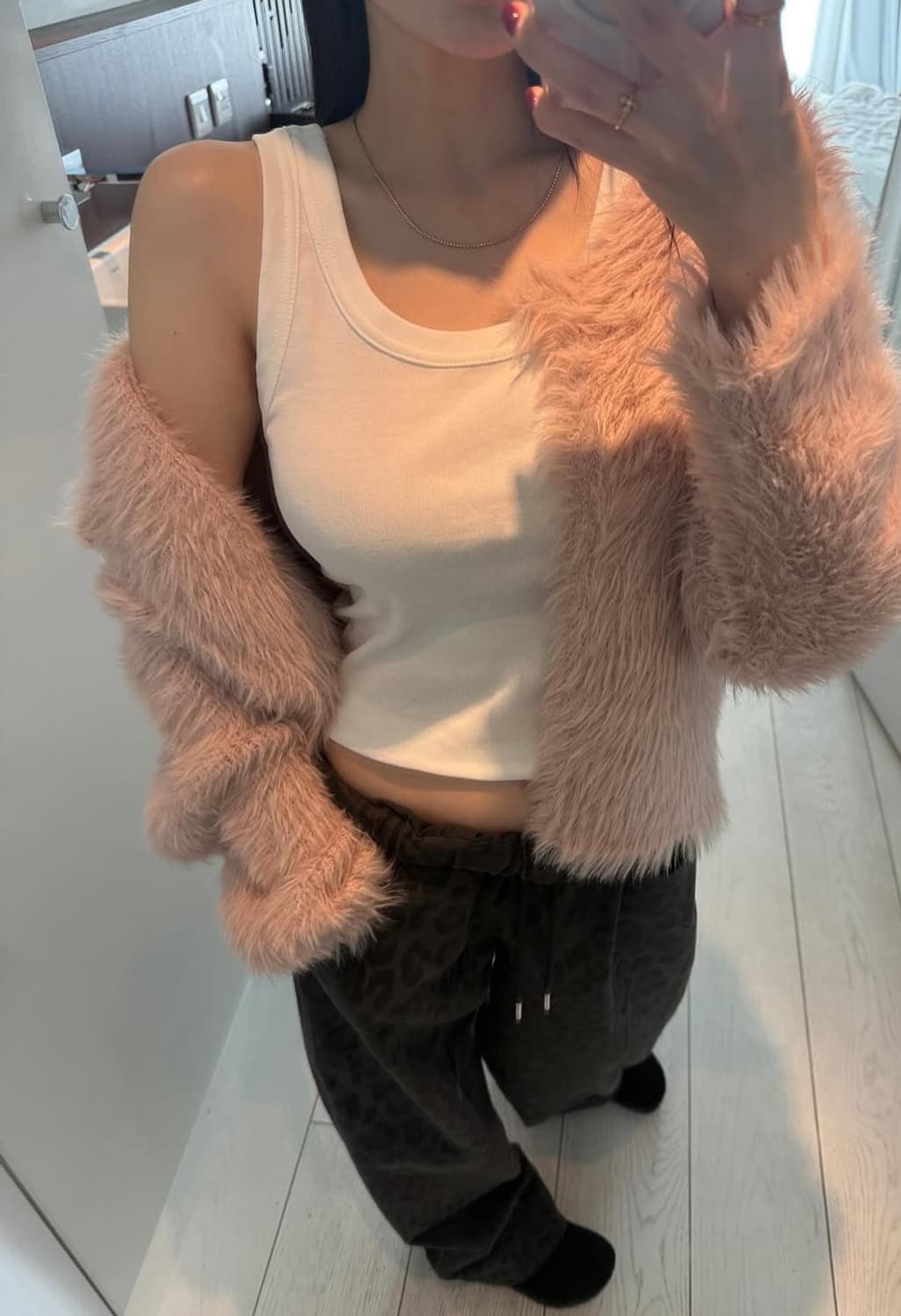 새제품) 헤더먼트 테디 가디건 핑크 상품이미지4