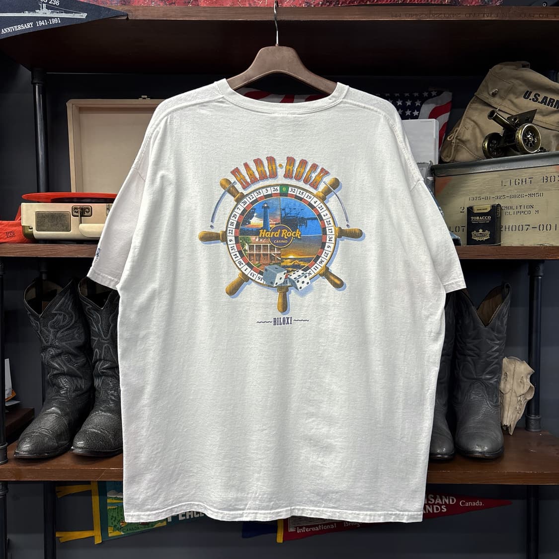 90s 하드락호텔 빌록시 랜드마크 룰렛 프린팅 티셔츠 N1210 상품이미지2