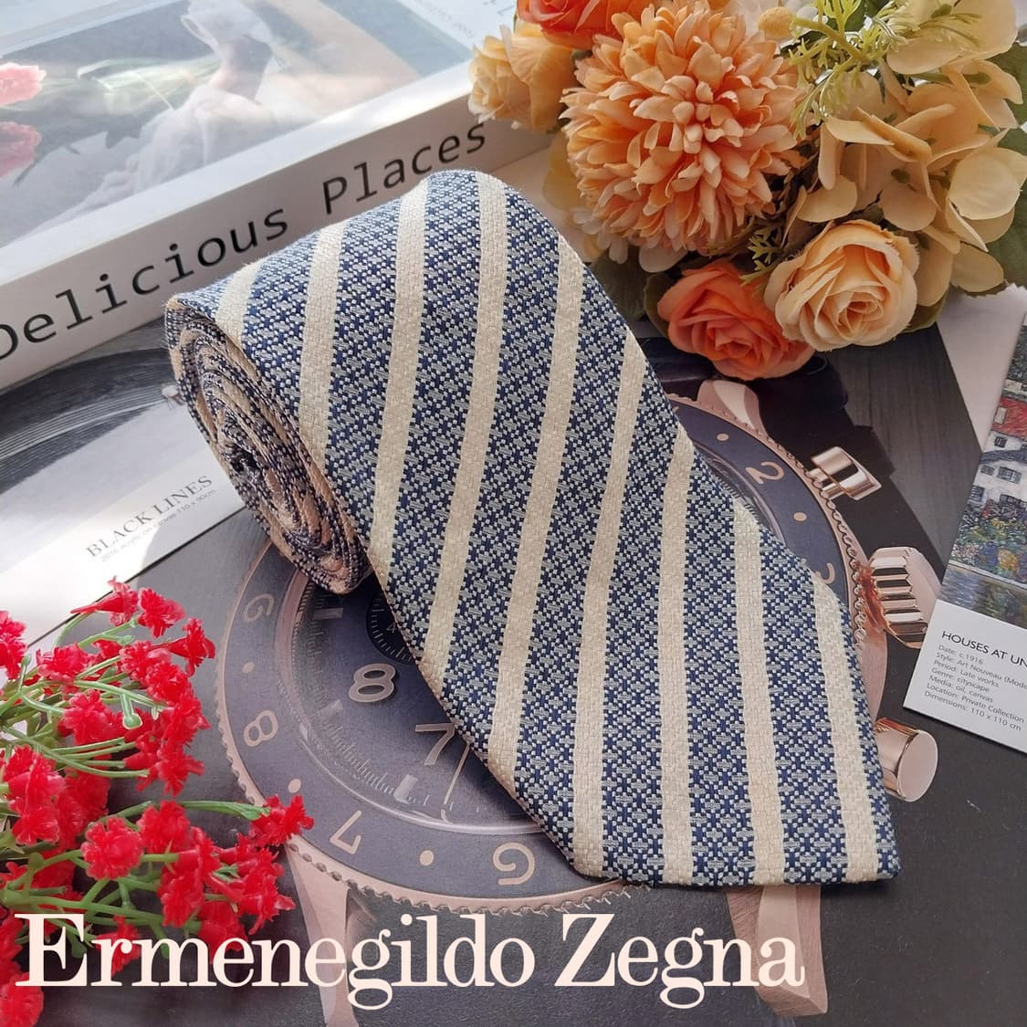 에르메네질도 제냐 실크 네이비 넥타이 8.7cm A+~A등급 K2541 상품이미지2