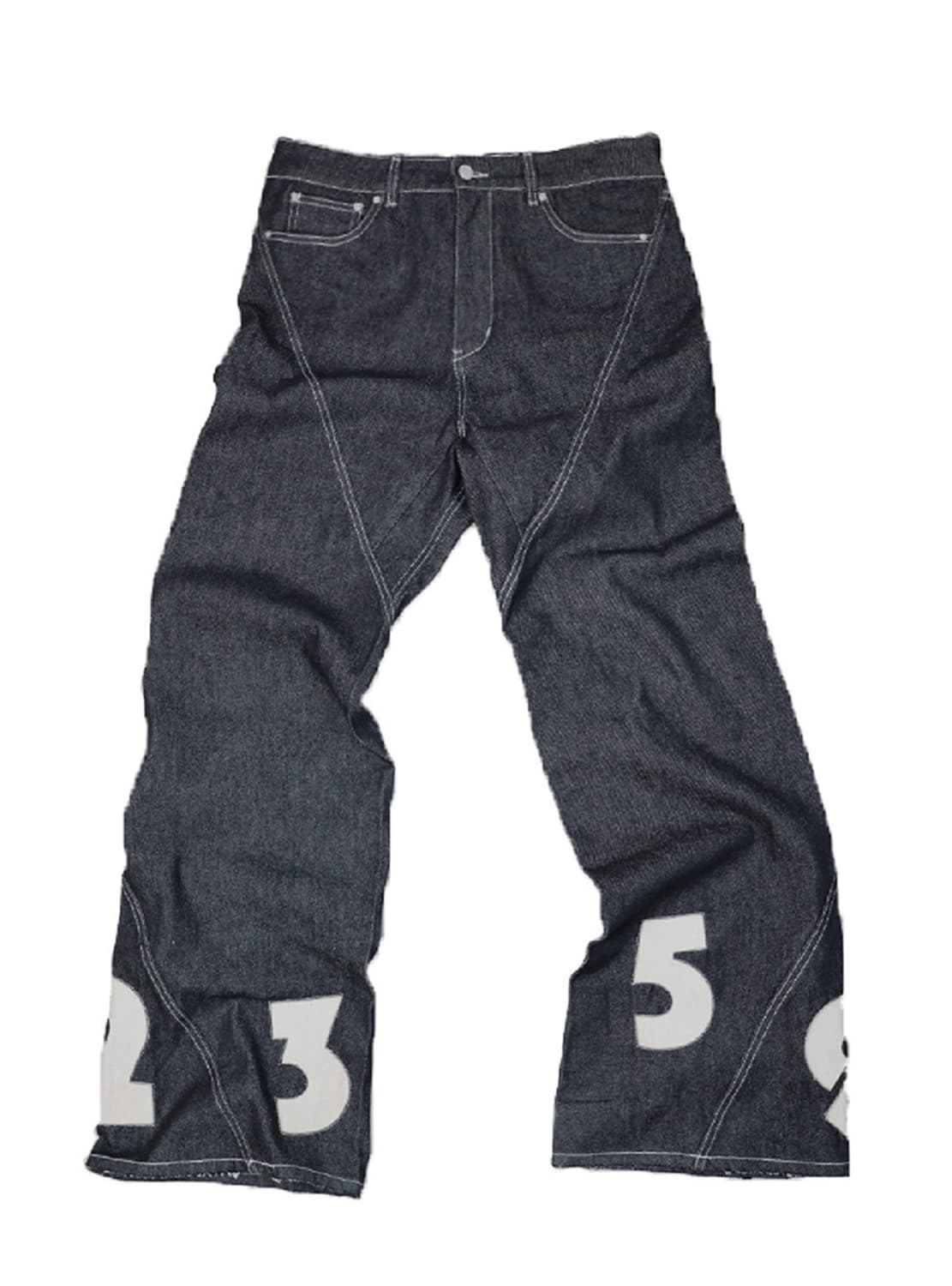 Structured Leather Patch Flare Denim Pan 상품이미지3