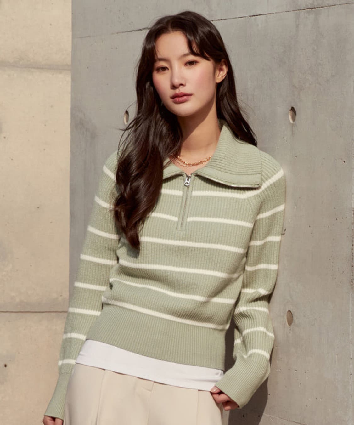 SPAO 스파오 하찌 반집업 니트 베이지 오트밀 상품이미지6