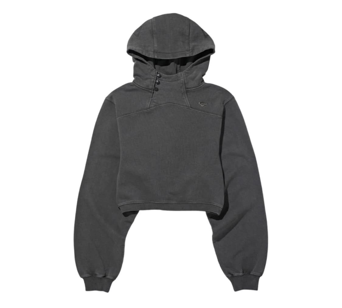 미스치프 사이드 버튼 업 크롭 후드 워시드 차콜 M 상품이미지1