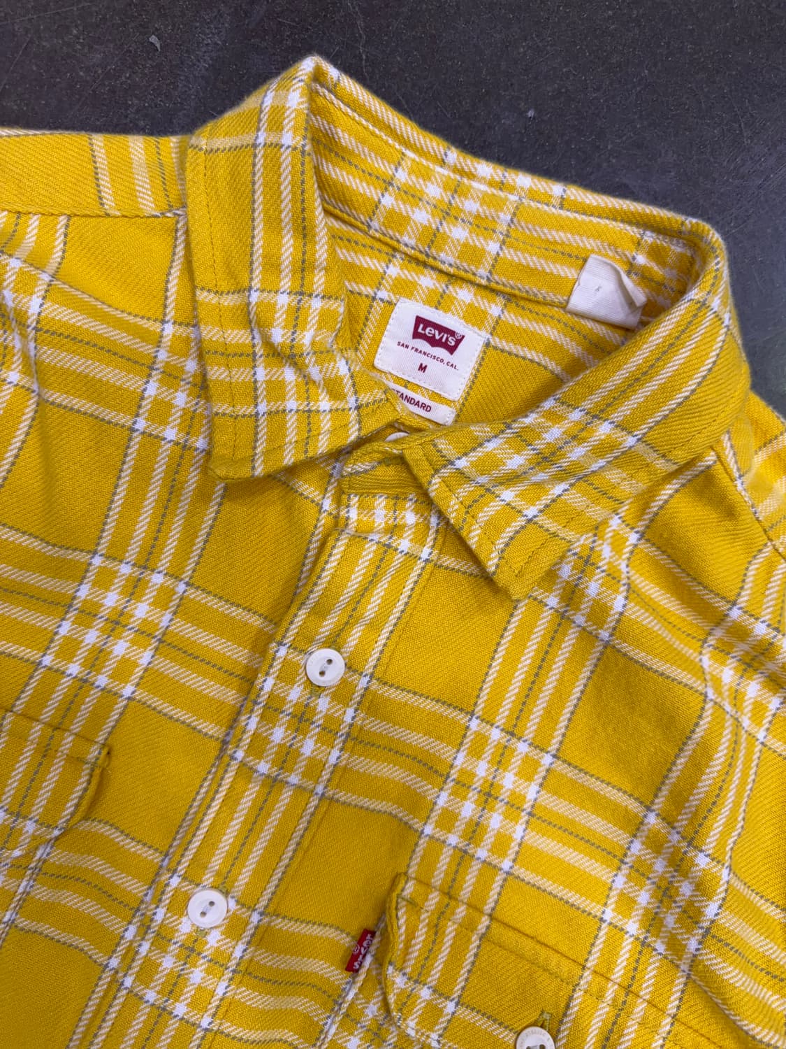 리바이스 헤비코튼 캐쥬얼 투포켓 셔츠 남방 옐로우 체크 M 상품이미지3