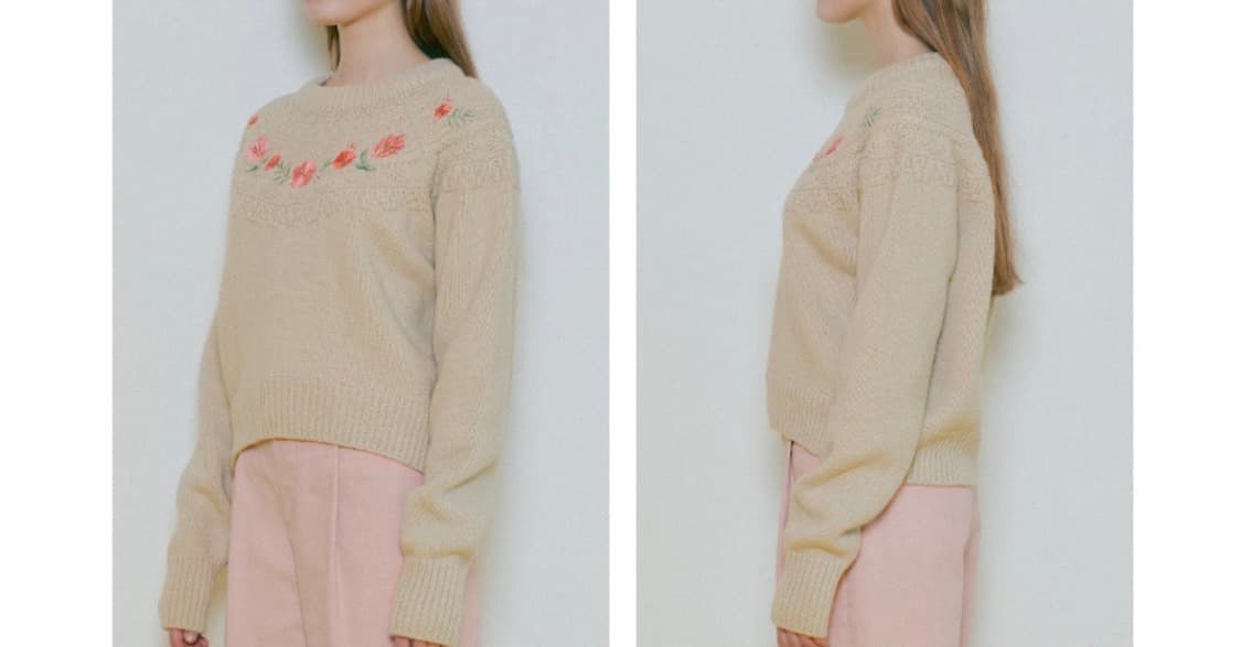 보카바카 플라워 자수 니트-베이지 상품이미지5