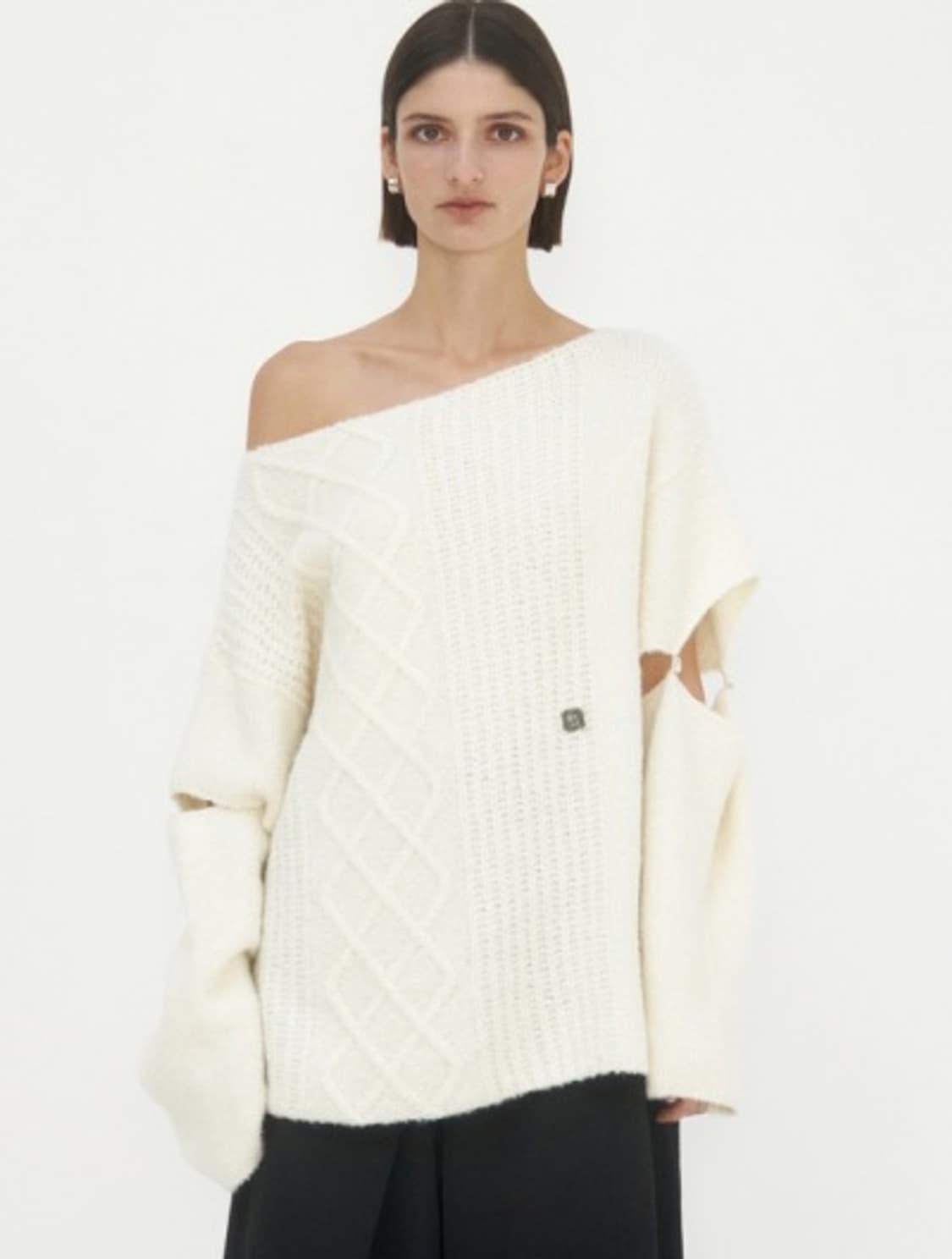 트리밍버드 Sleeve Slit Boat Neck Knit 아이보리 상품이미지1