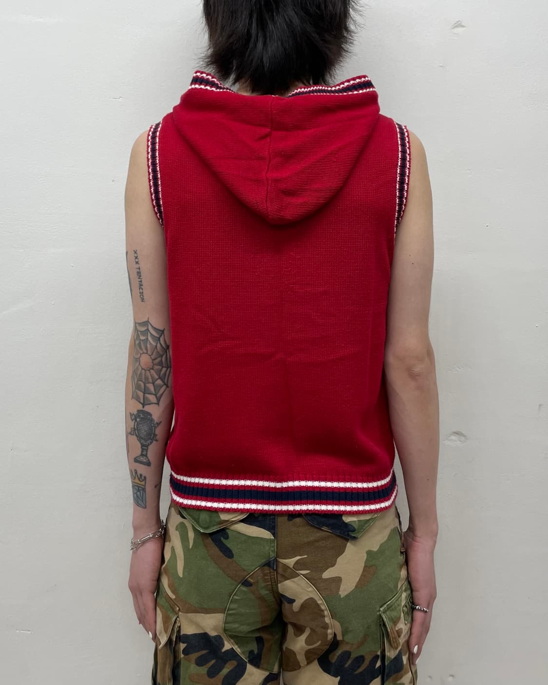 Retro Red Hoodie Knit Vest 상품이미지2