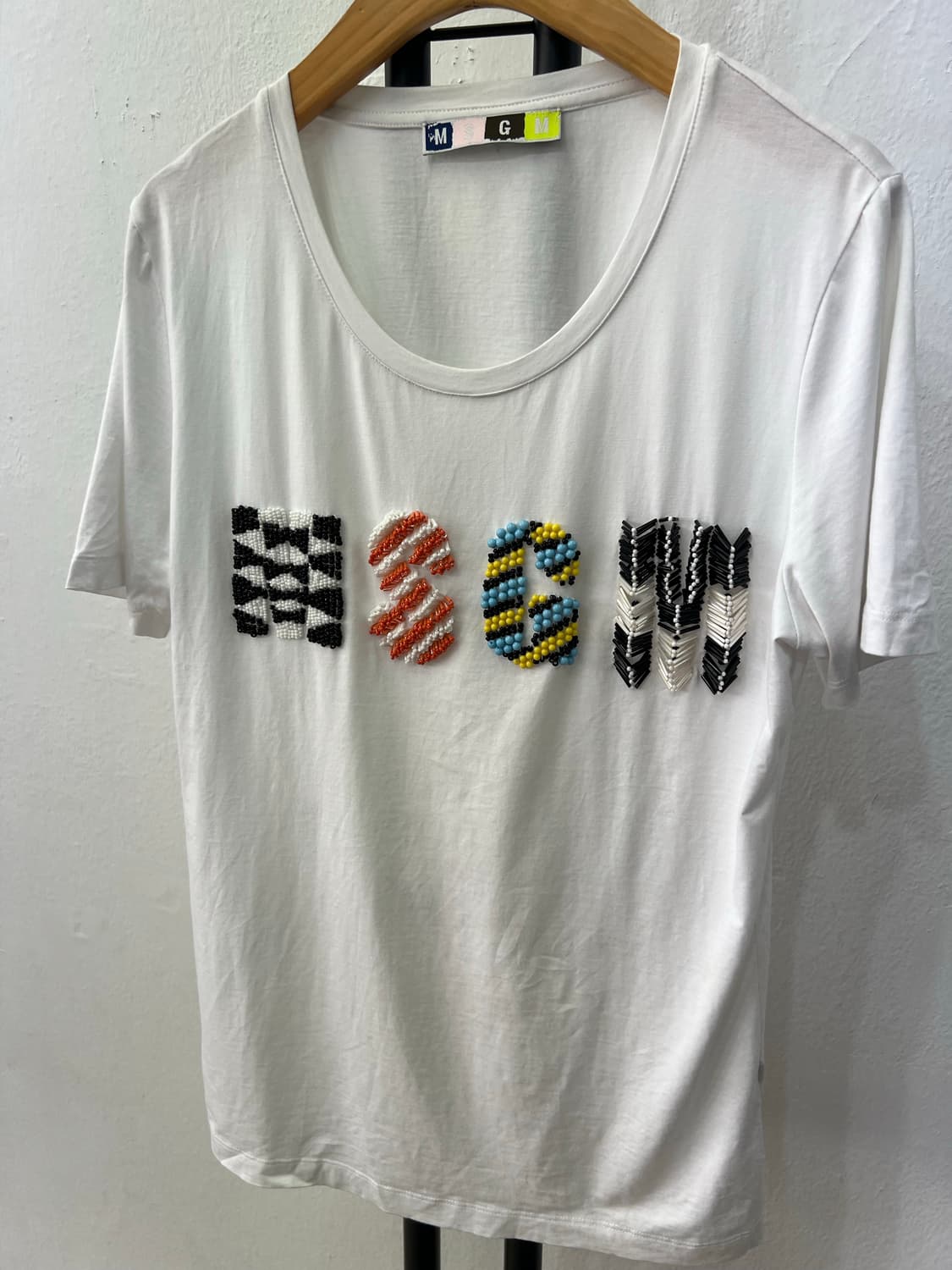 정품) MSGM 여성 비즈 반팔티 S 상품이미지3