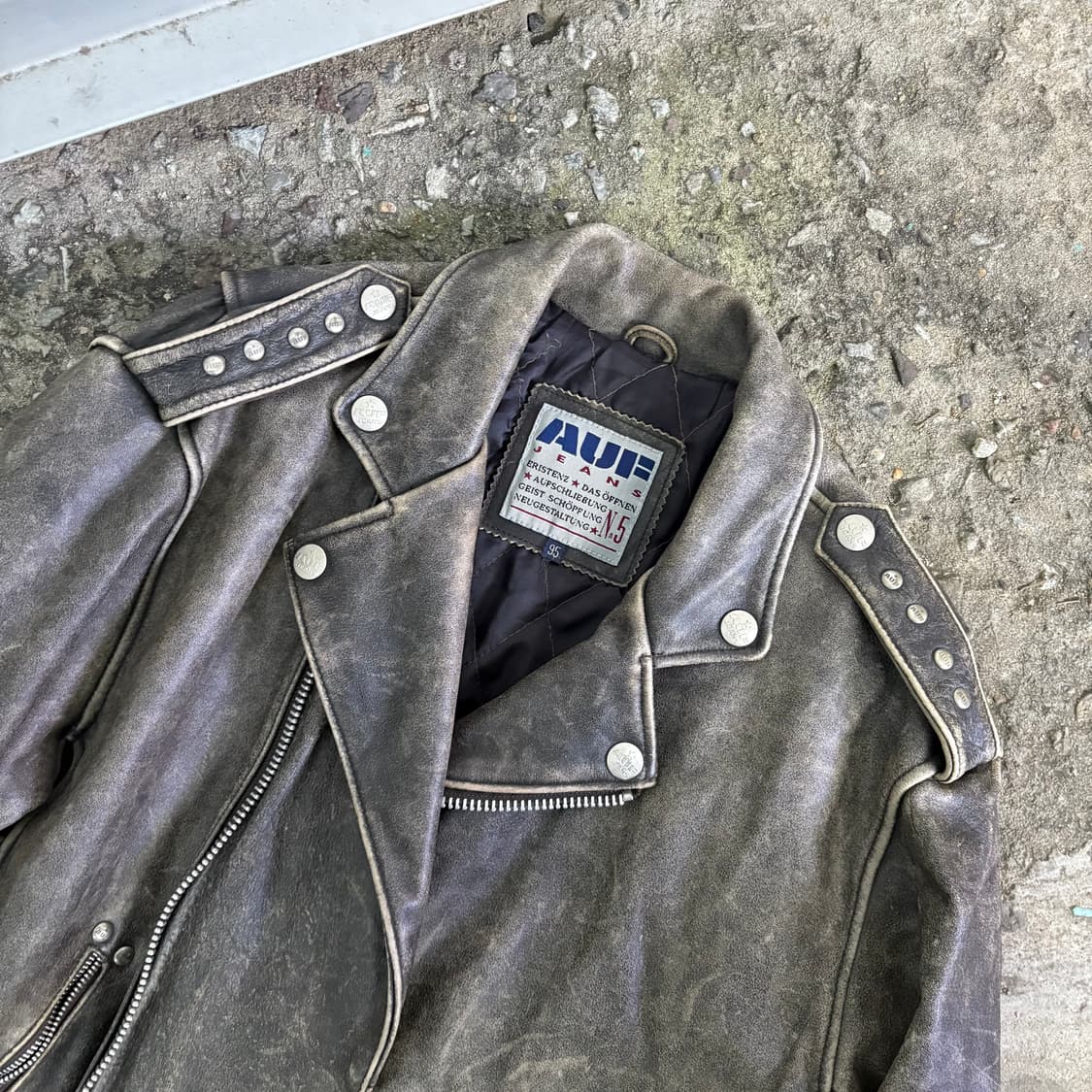 90s 빈티지 견장 버클 고딕 라이더 자켓 상품이미지3