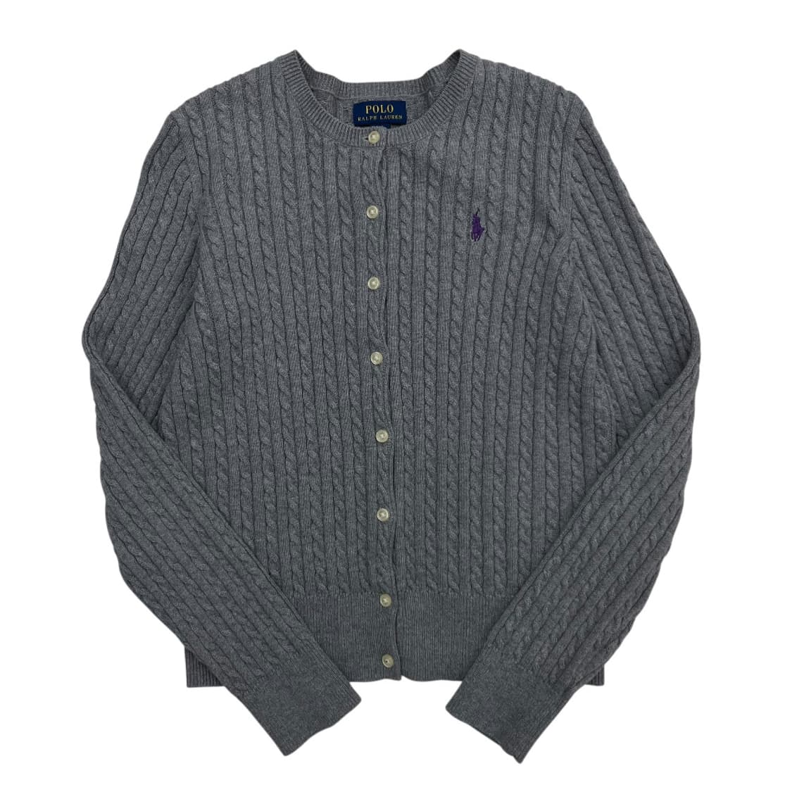 폴로 랄프로렌 퍼플포니 그레이 꽈배기 니트 가디건 L 상품이미지2