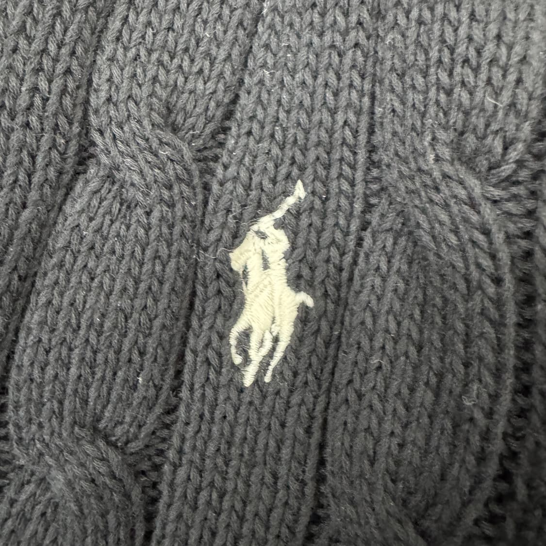 여성용 L 폴로 랄프로렌 피마코튼 브이넥 케이블 블랙 니트  상품이미지3