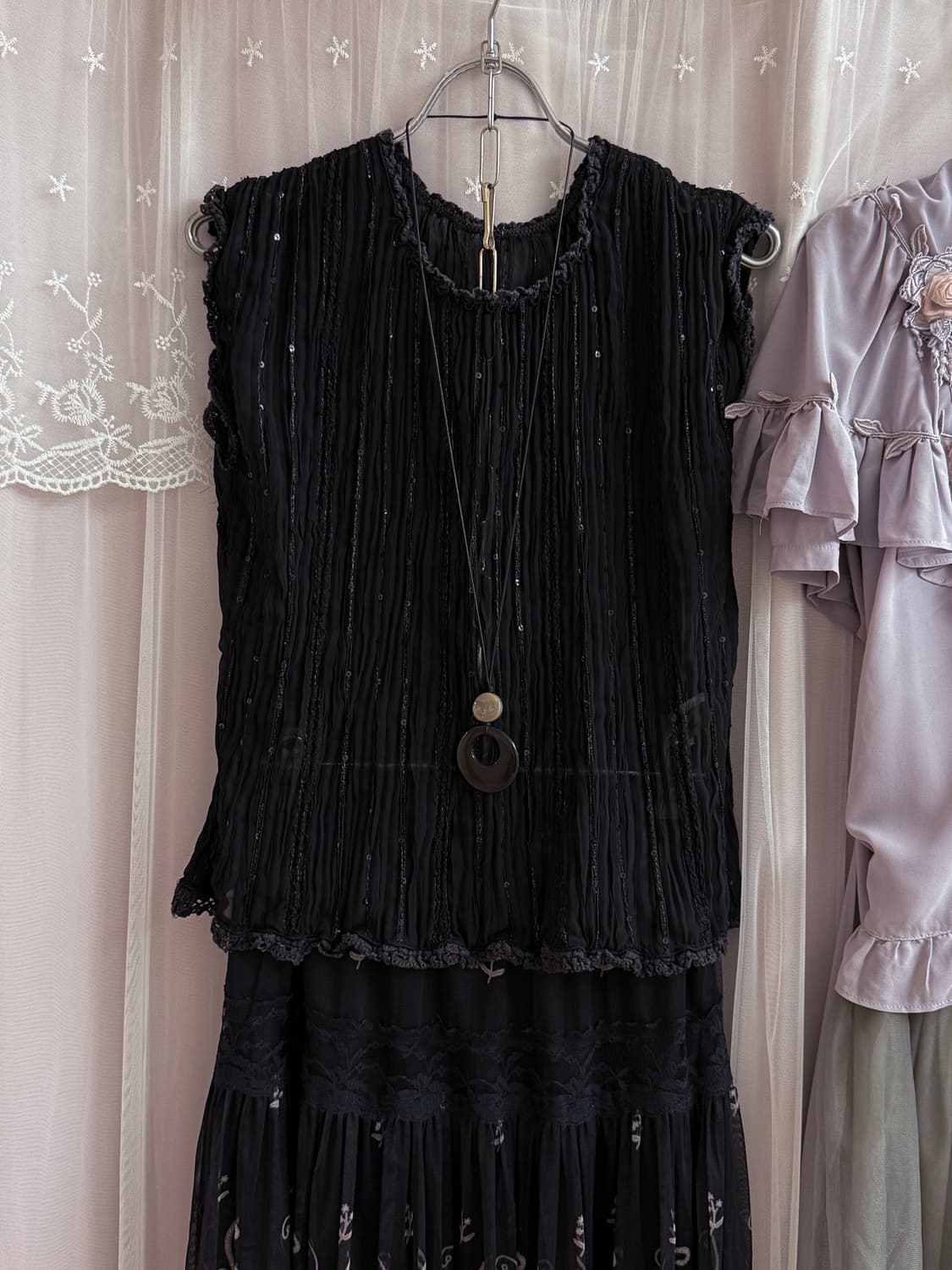 Beaded Glitter Wrinkle Vest 0196 상품이미지2