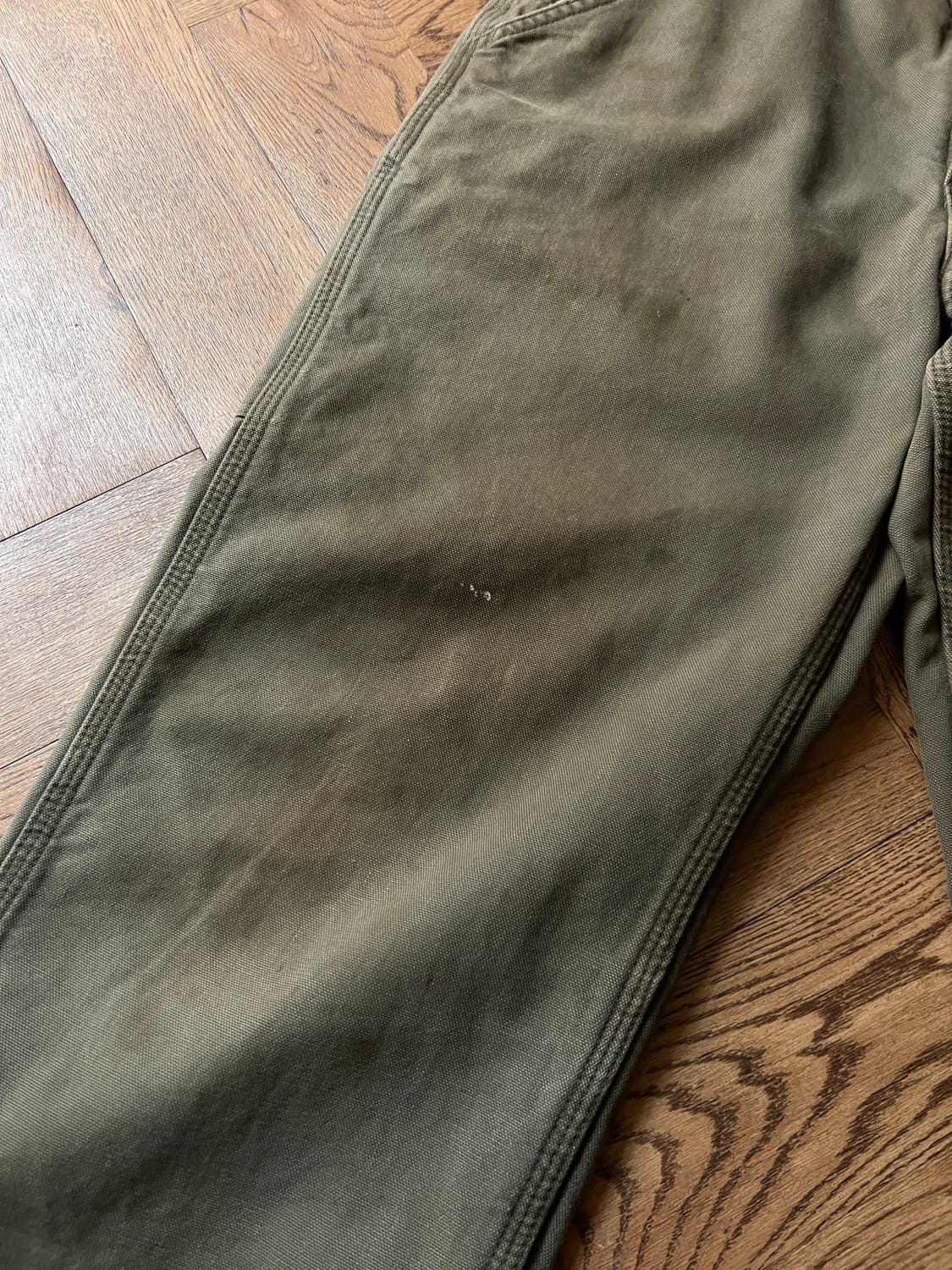 [34]칼하트 USA 체크라이닝 데미지드 모스그린 싱글니 카펜터 워크팬츠 상품이미지5