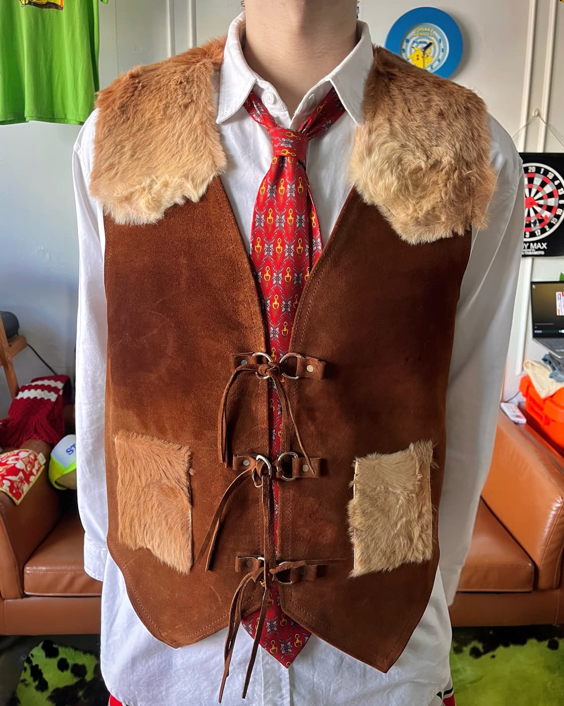 Western Vintage Vegetable Cowhide Vest 상품이미지2