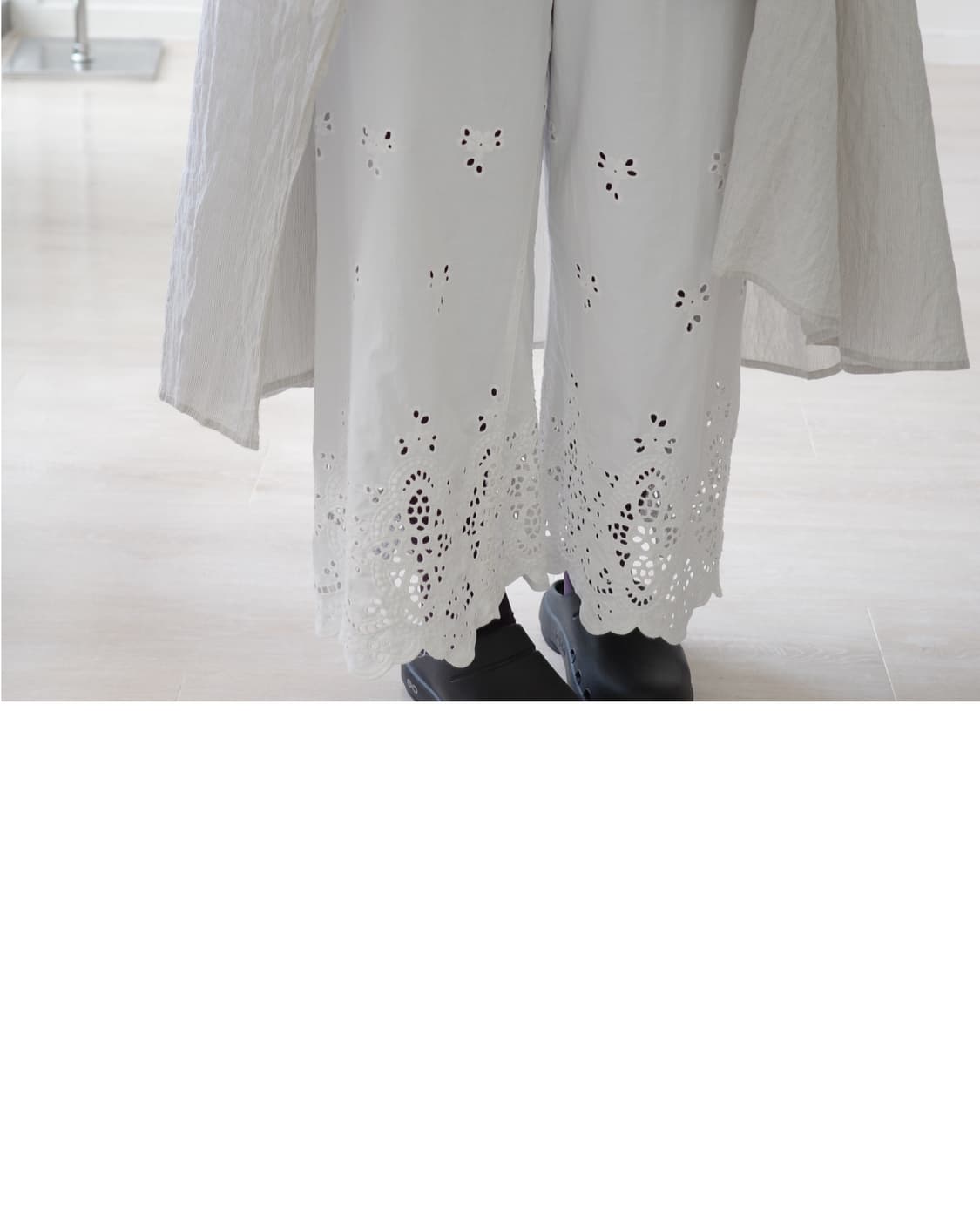  Pure white eyelet lace wide pants 상품이미지5