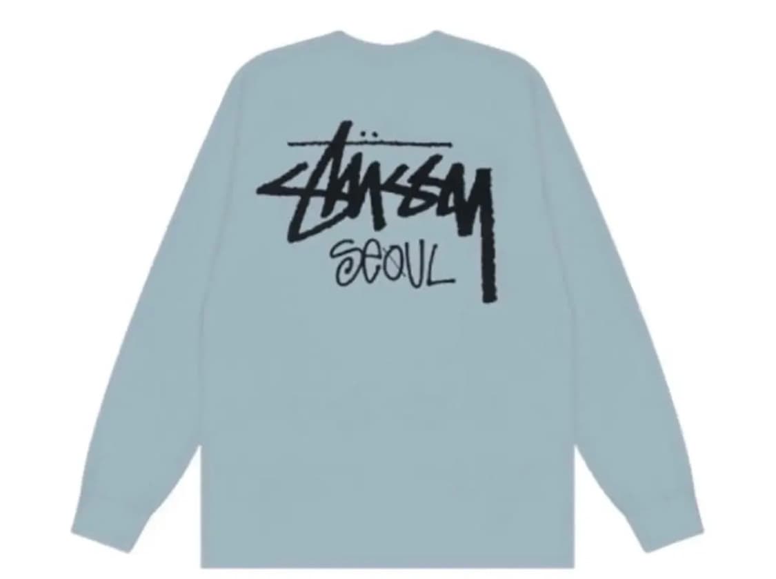 [L] 스투시 서울 롱슬리브 긴팔 슬레이트 하늘색 미개봉 새제품 상품이미지1