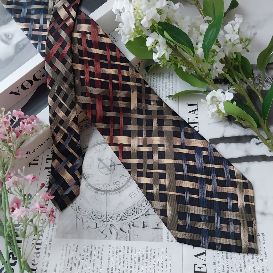 니나리치 실크 블랙 패턴 넥타이 9.5cm A+등급 K1683
 상품이미지4