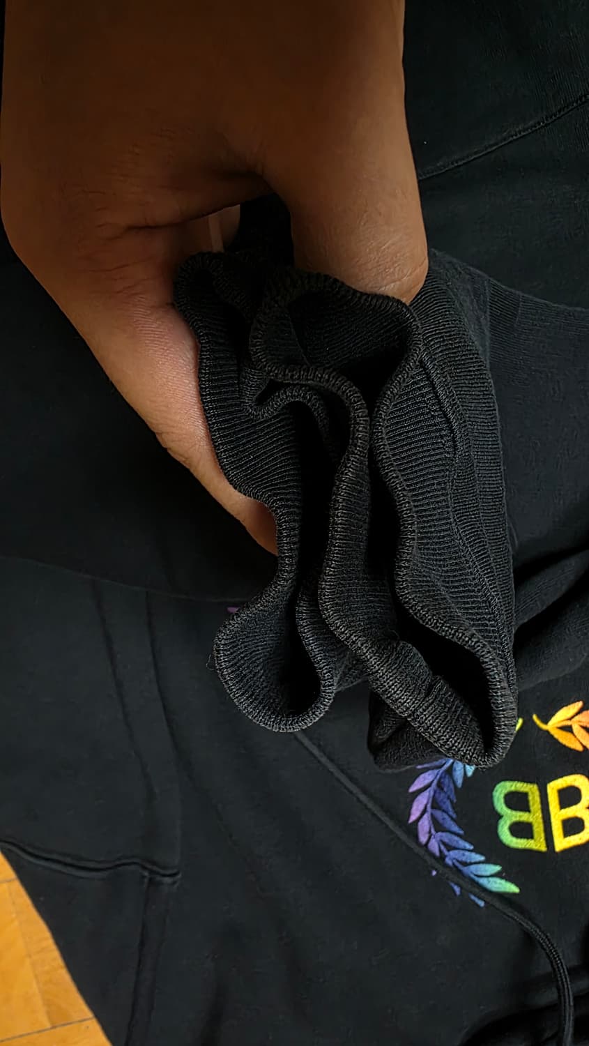 발렌시아가 레인보우 월계수 자수 후드티 블랙 상품이미지5