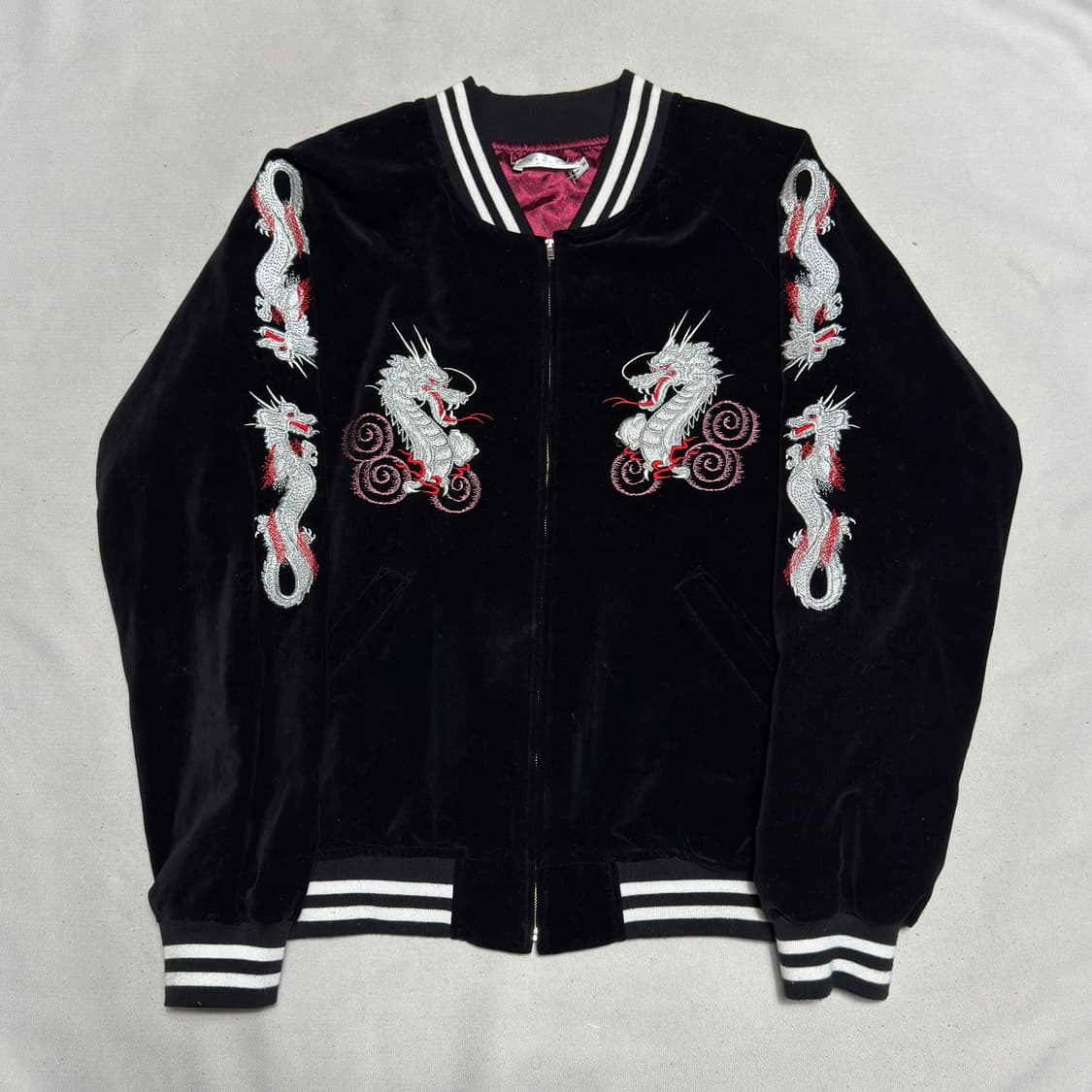 M 빈티지 용자수 블랙 벨벳 스카쟌 상품이미지3