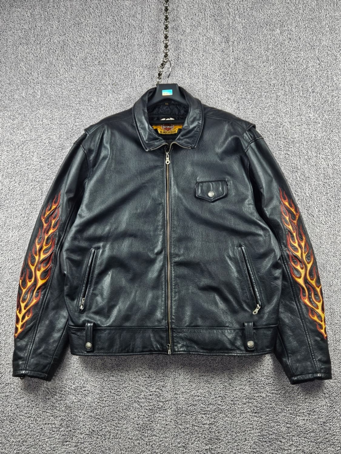 할리데이비슨 라이드프리 바이커 플레임 가죽 자켓 (3XL) / 11366 상품이미지2