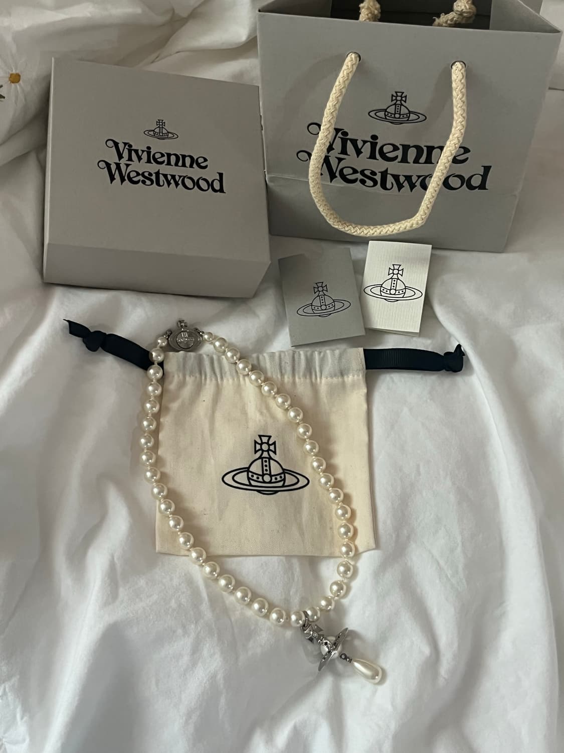 비비안웨스트우드 원 로우 펄 드롭 초커 목걸이 상품이미지1