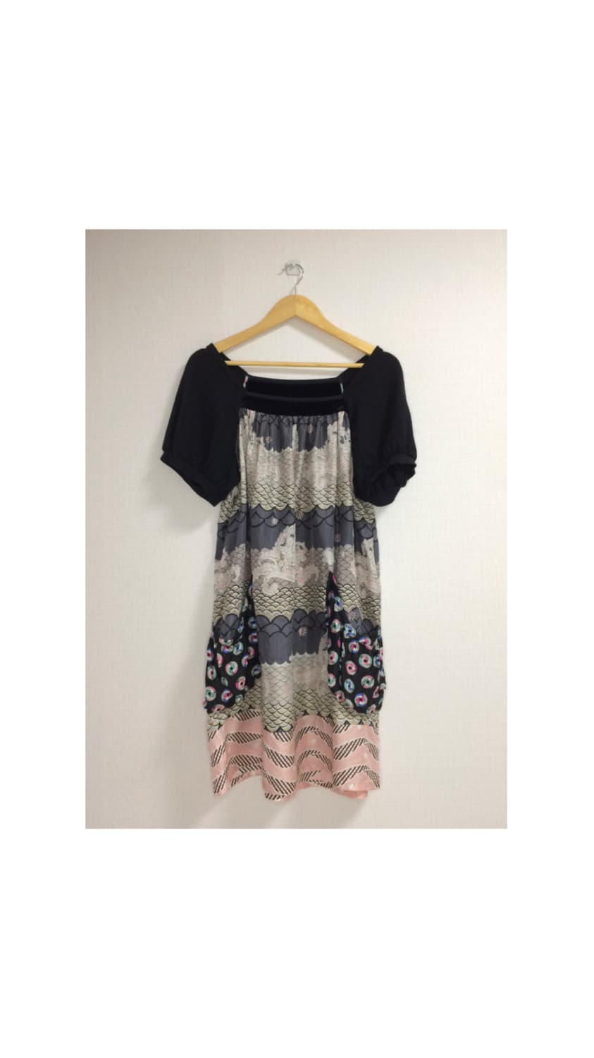 츠모리 치사토 믹스 프린팅 퍼프 원피스 상품이미지1