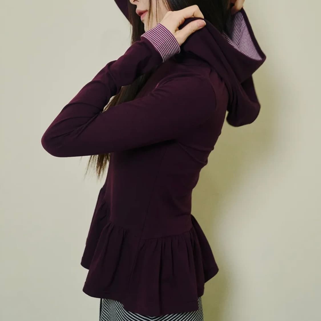 미헤브 프릴 레이어드 후드 퍼플 상품이미지3