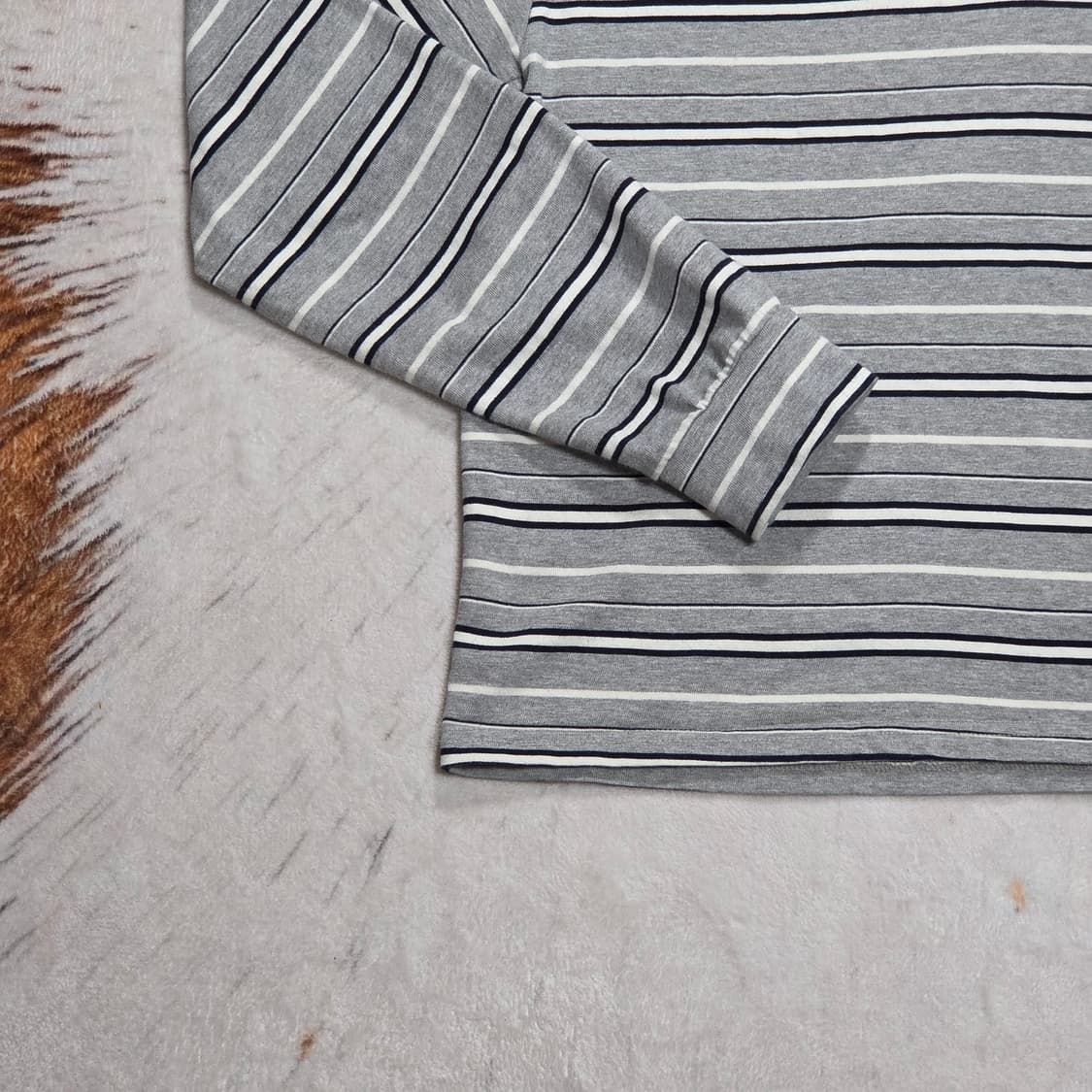 그레이 스트라이프 단가라 PK 롱슬리브 상품이미지3