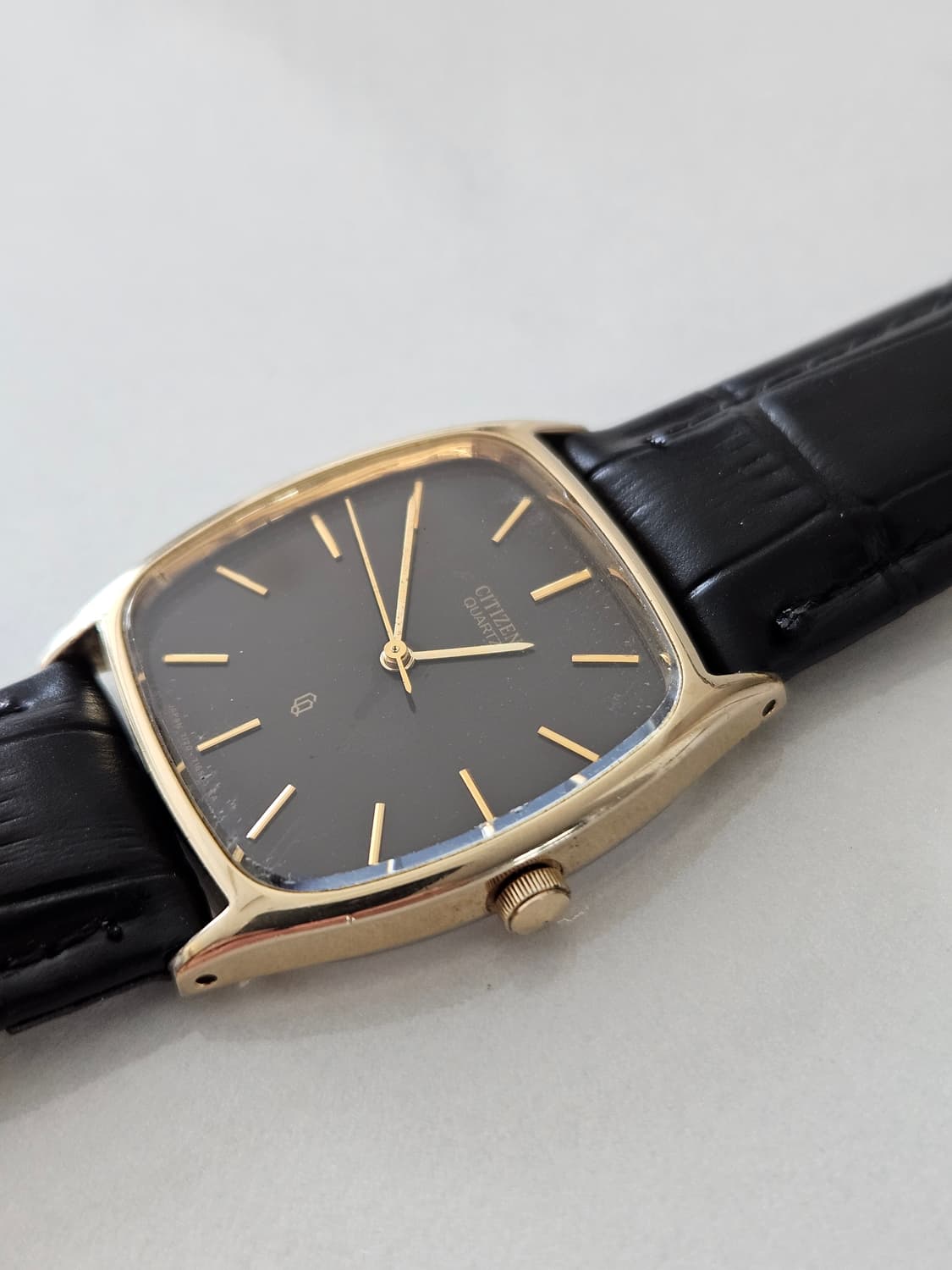 빈티지 시티즌 쿼츠 블랙 가죽 시계 상품이미지3