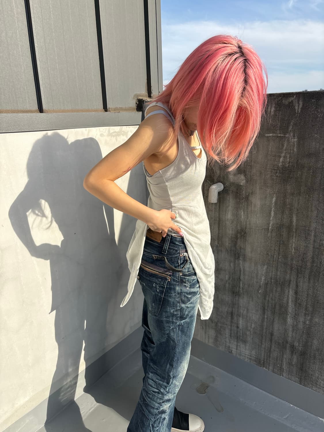 (Japanese vintage) 해골 시스루 나시탑 갸루 상품이미지2