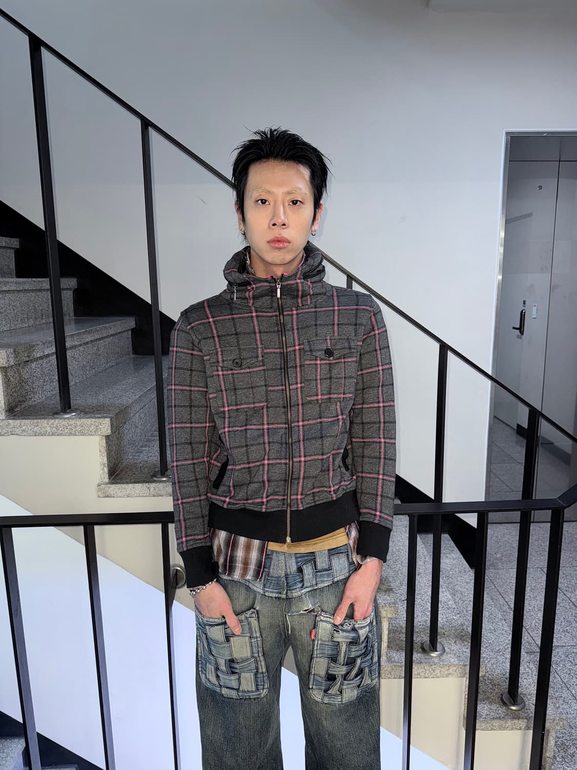 pink check zipup jacket 상품이미지3