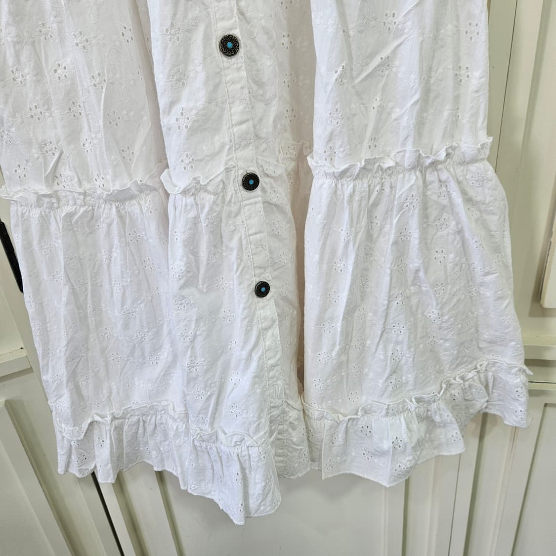 화이트 펀칭 코튼 레이스 원피스 상품이미지5