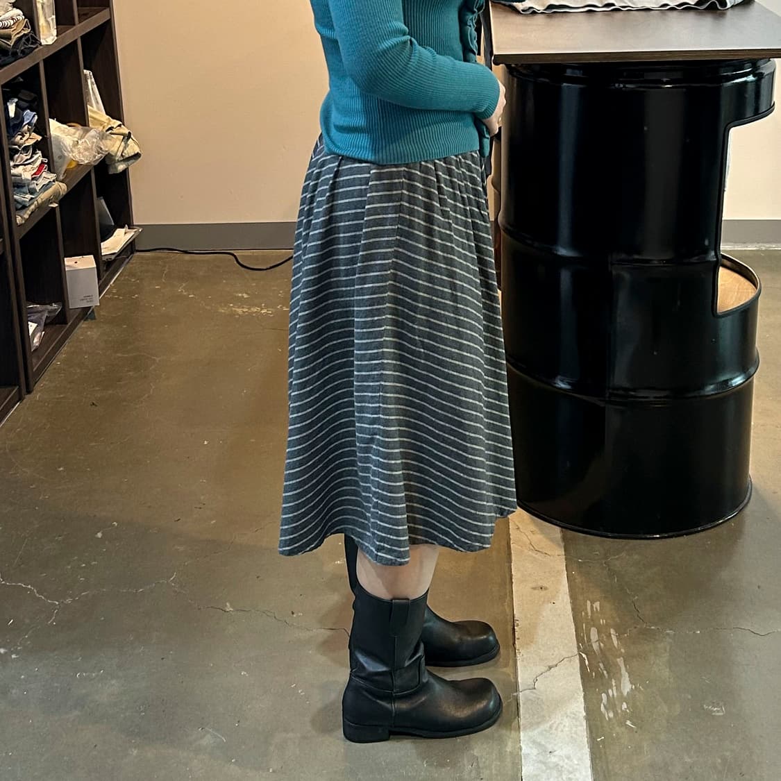 스트라이프패턴 플레어 스커트 상품이미지2