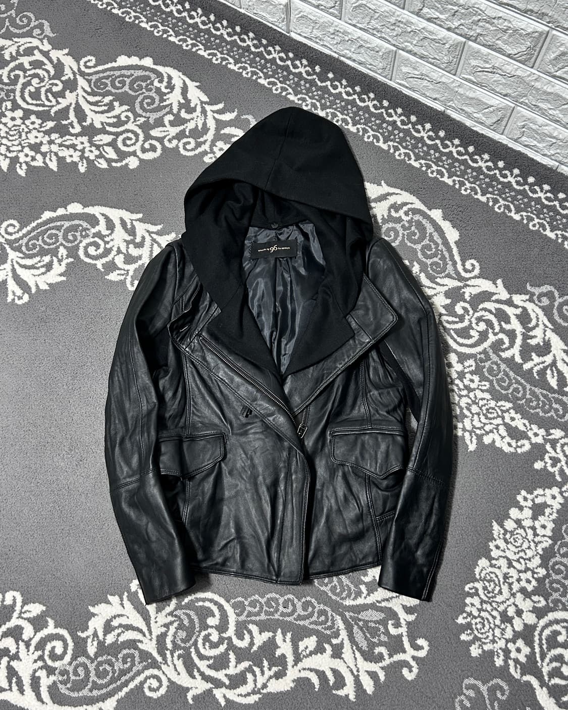 NINESIX Hooded Leather Jacket 상품이미지1