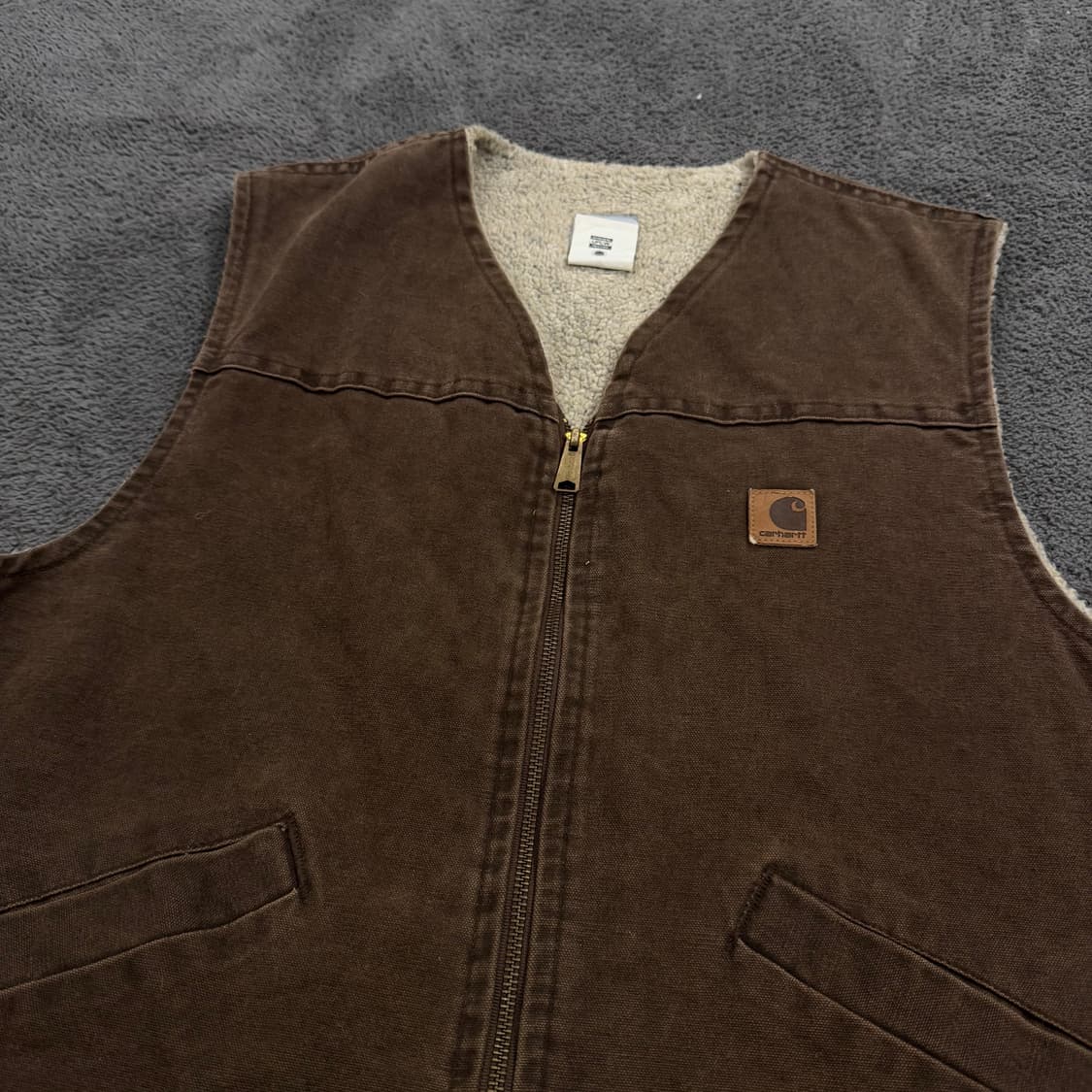 [정품/XL] 칼하트 v13 cht 덕 캔버스 쉐르파 워크 베스트 자켓 상품이미지1