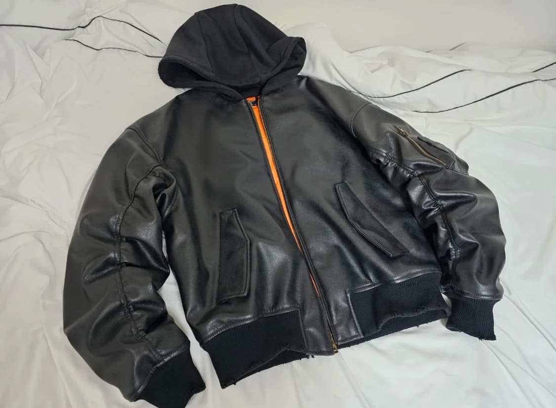 자라 빈티지 항공 가죽 자켓 블랙 상품이미지1