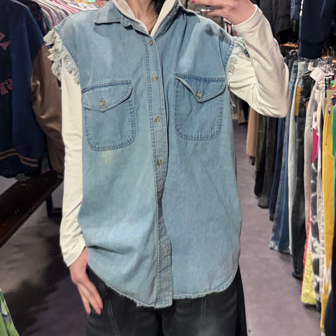  [IM] vtg 이글 프린팅 데님 베스트 상품이미지7