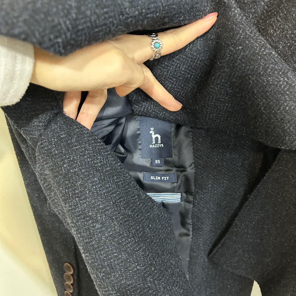 헤지스 남성 헤링본 모직 자켓 95 상품이미지4