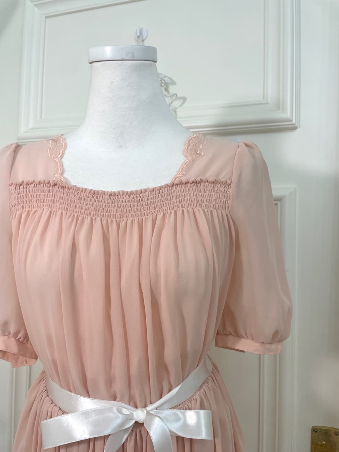 coral shirring under embroidery chiffon 상품이미지7