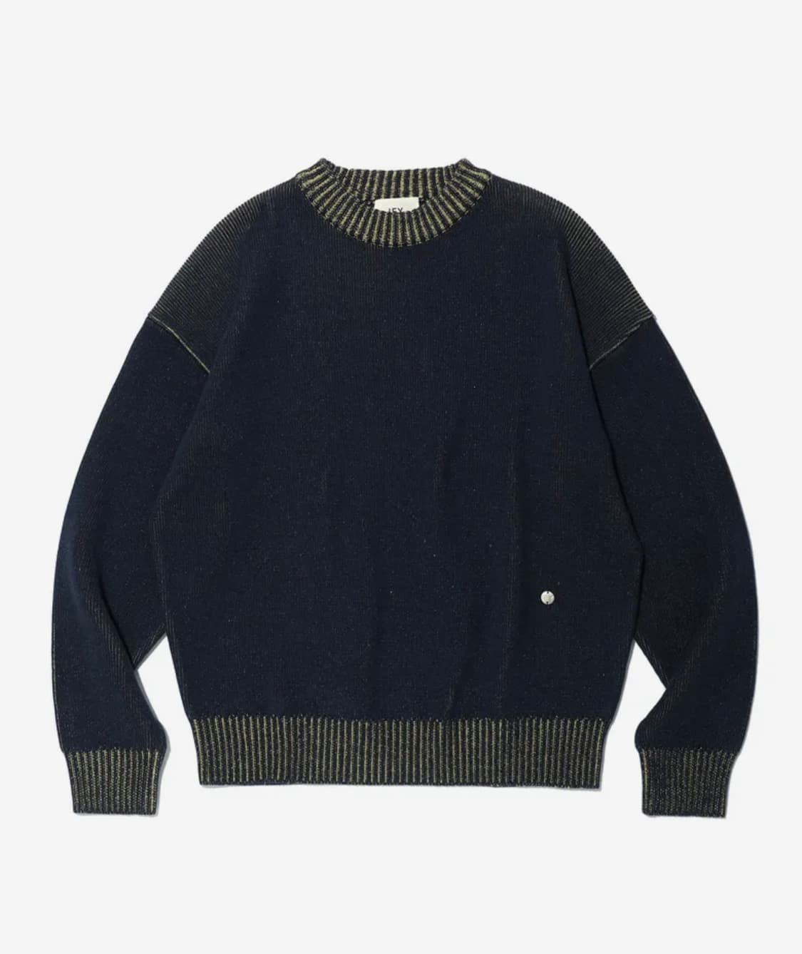 [L] 이에이IEY DOUBLE COLOR ROUND KNIT Navy 상품이미지1
