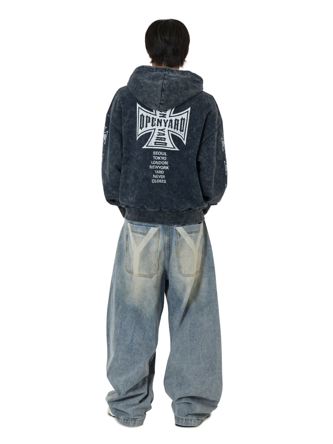 (택O) OY 오와이 크로스 페이드 워시드 후드집업 (네이비) (m) 상품이미지4